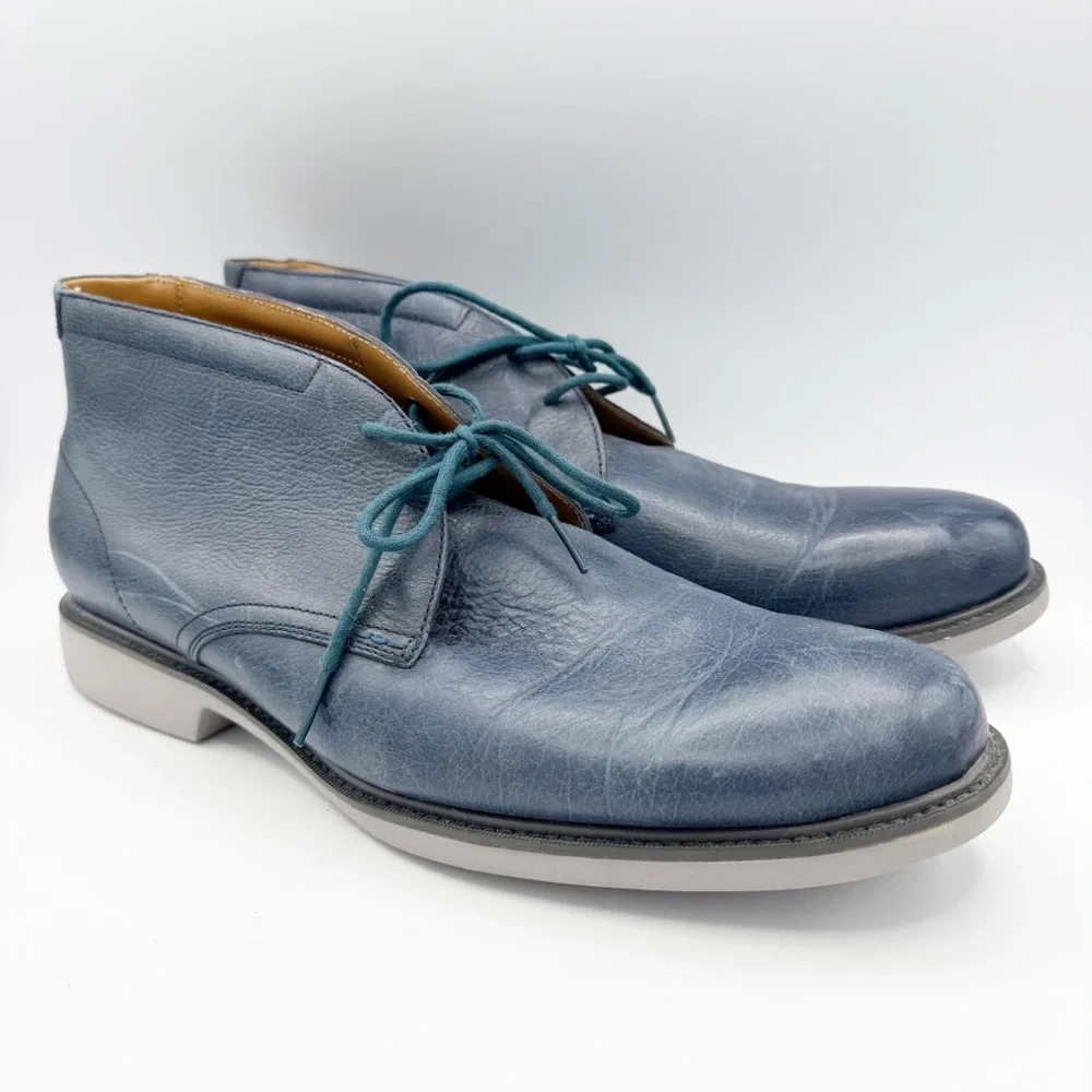 Cole Haan Mens Great Jones Chukka II Lace Up‎ Boots C20683 Blue Leather Size 13